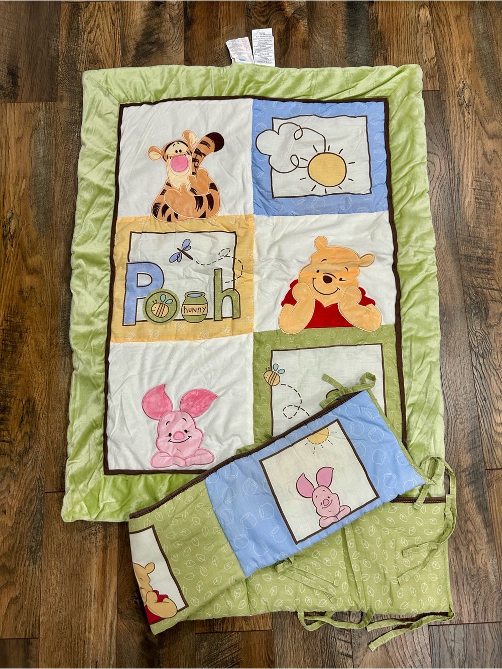 Set Of 2 Vintage Disney Baby Winnie The Pooh Baby Blanket Quilt Comforter EUC
